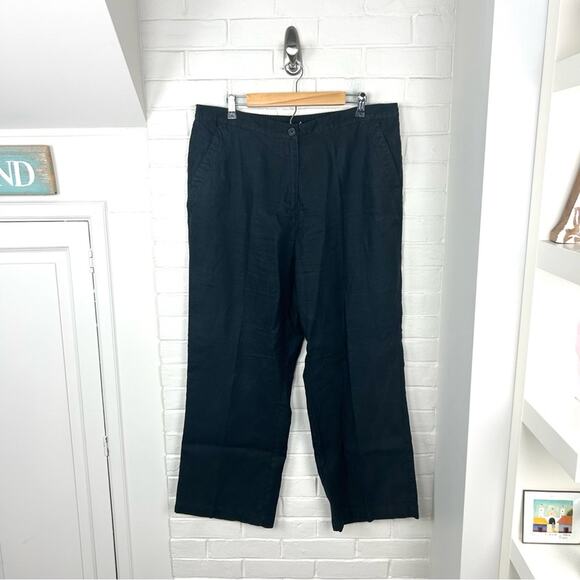 L.L.Bean 100% Linen Black Classic Fit Pants Size 18 - Picture 1 of 10
